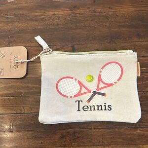 Eco-Friendly Cream Tennis Print Pouch